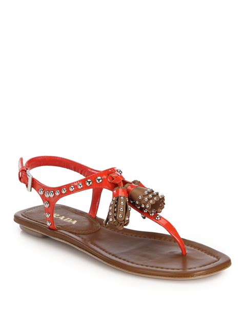 prada studded tassel sandals|Prada satin sandals.